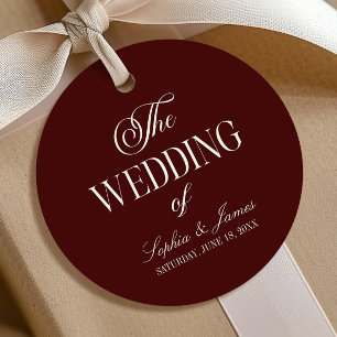 Elegant Vintage Ivory Dark Burgundy Wedding Favour Tags