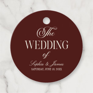 Elegant Vintage Ivory Dark Burgundy Wedding Favour Tags
