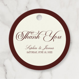 Elegant Vintage Ivory Dark Burgundy Wedding Favour Tags