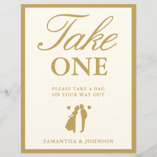 Elegant Vintage Ivory Take One Wedding Favor Sign