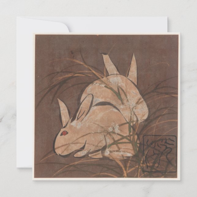 Elegant Vintage Japanese Rabbits Anytime Card (Front)