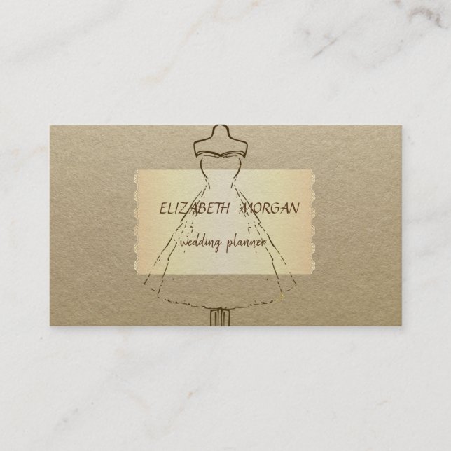 Elegant Vintage ,Kraft,Dress Business Card (Front)