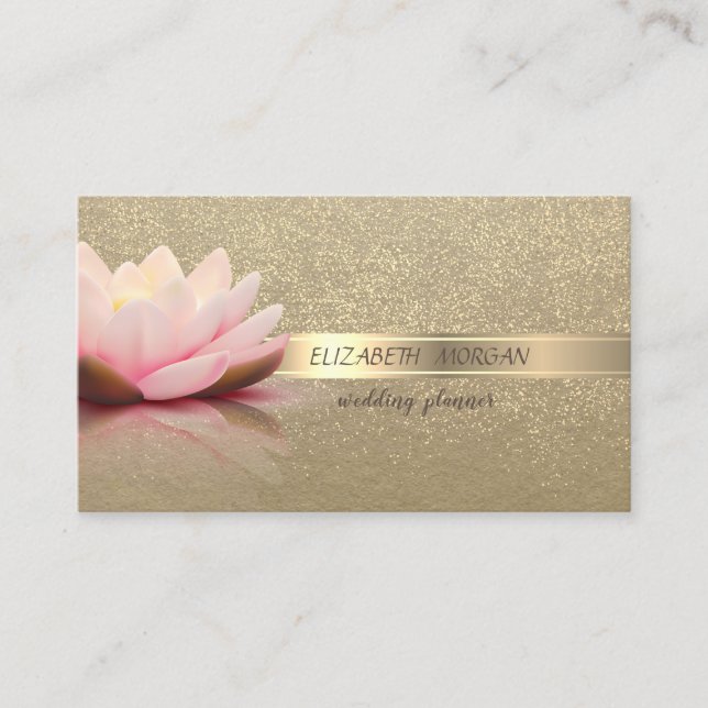 Elegant Vintage ,Kraft,Gold Confetti,Lotus Business Card (Front)