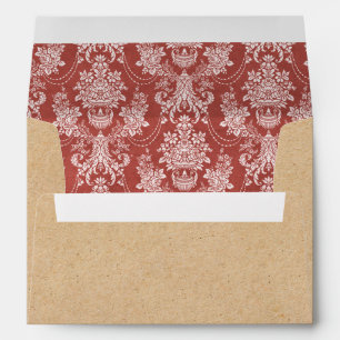 Elegant Vintage Kraft Paper Red Toile Christmas Envelope