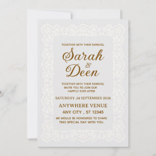 Elegant Vintage Lace Border Wedding Invitation