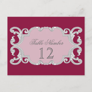 Elegant Vintage Lace Burgundy Table Number Cards