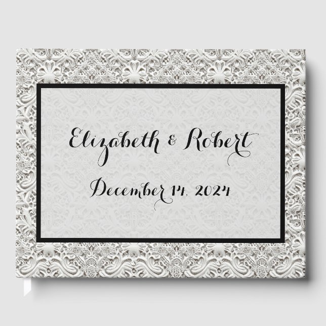Elegant Vintage Lace Guest Book (Front)