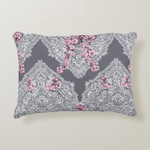 Elegant Vintage Lace Pink Floral Shabby Chic  Decorative Cushion