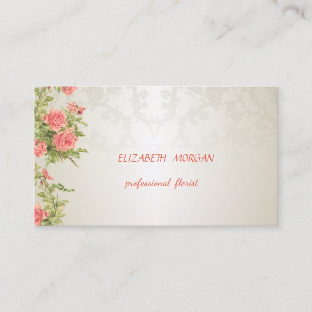 Elegant Vintage ,Lace,Roses Business Card (Front)