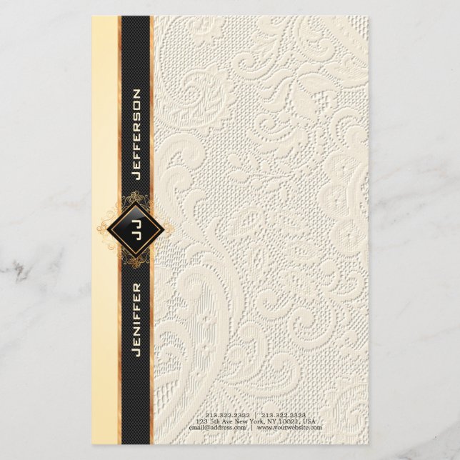 Elegant vintage lace texture Stationery Letterhead (Front)