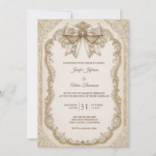 Elegant Vintage Lace Wedding Invitation
