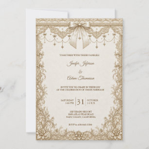 Elegant Vintage Lace Wedding Invitation