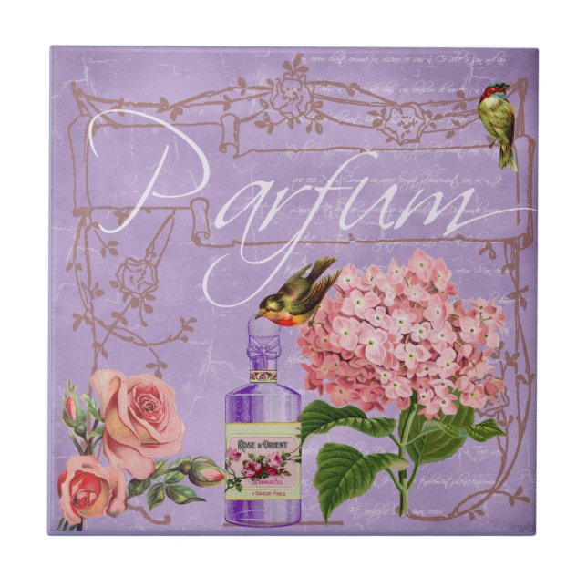 Elegant Vintage Ladies Boudoir Parfum  Tile (Front)