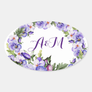 Elegant Vintage Lavender Floral Monogram Sticker