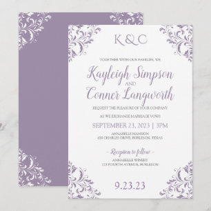 Elegant Vintage Lavender Wedding Invitations