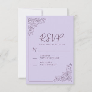 Elegant Vintage Lavender Wedding RSVP Card