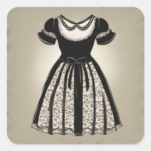 Elegant Vintage (LBD) Little Black Dress Square Sticker