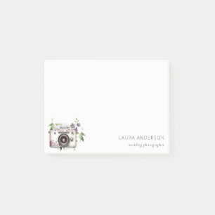 Elegant Vintage Leafy Floral Camera Photography Post-it Notes