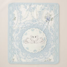 Elegant Vintage Light Blue Swan and Lace Medallion
