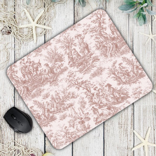 Elegant vintage light brown toile de jouy mouse mat