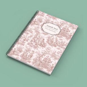 Elegant vintage light brown toile de jouy small  notebook