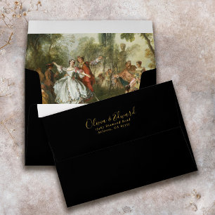 Elegant Vintage Lined Wedding Envelope