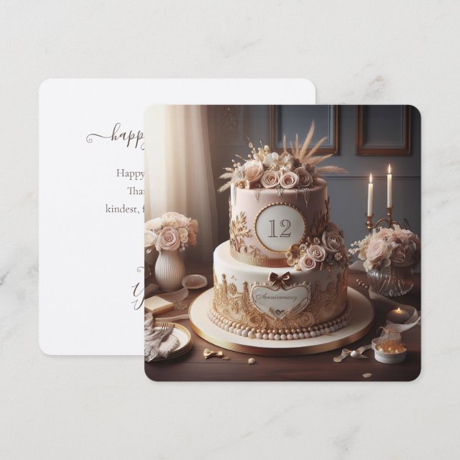  ELEGANT VINTAGE LOOK ANNIVERSARY CAKE GREETING (Front/Back)
