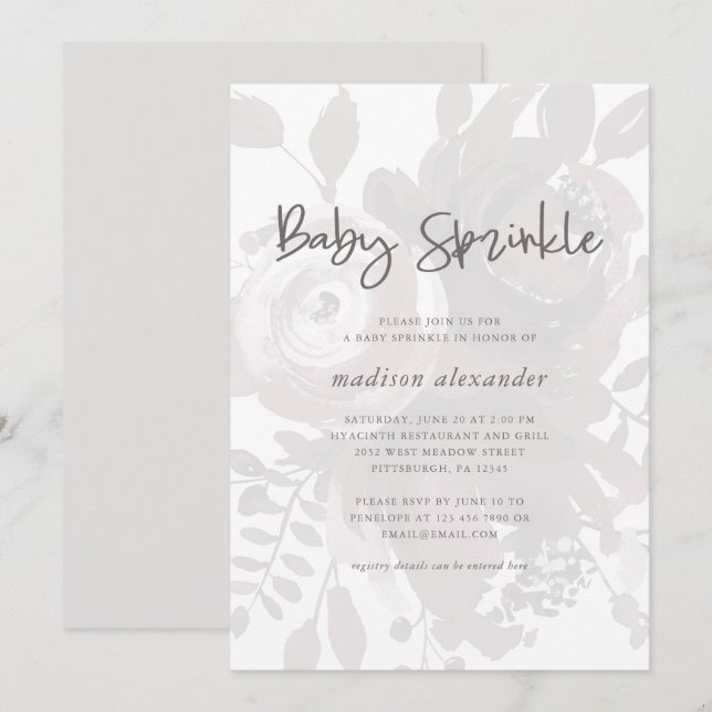 Elegant Vintage Look Floral Baby Sprinkle Invitation (Front/Back)