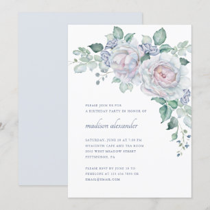 Elegant Vintage Look Floral Birthday Party Invitation