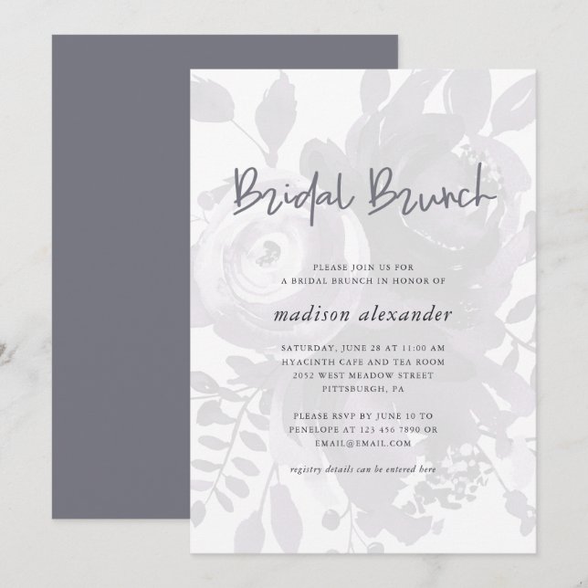 Elegant Vintage Look Floral Bridal Brunch Invitation (Front/Back)