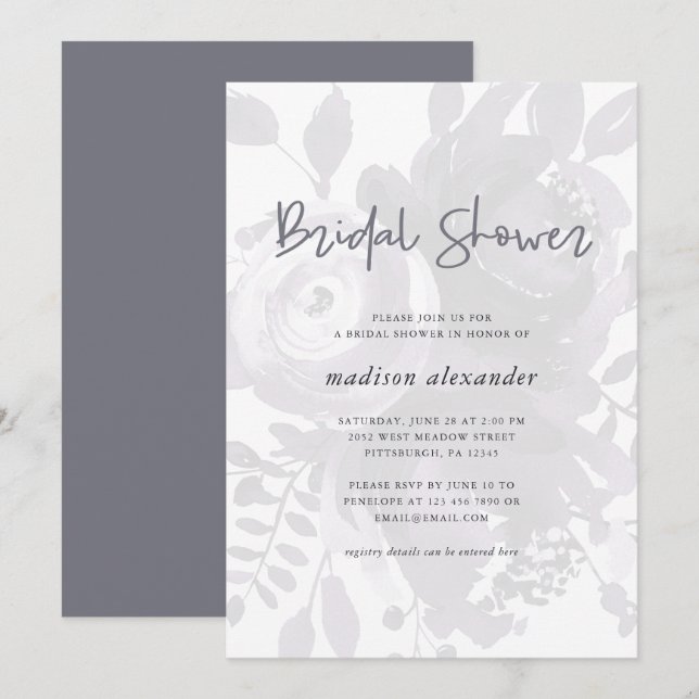 Elegant Vintage Look Floral Bridal Shower Invitation (Front/Back)