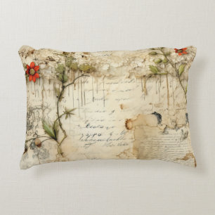 Elegant Vintage Love Note Floral Decorative Cushion