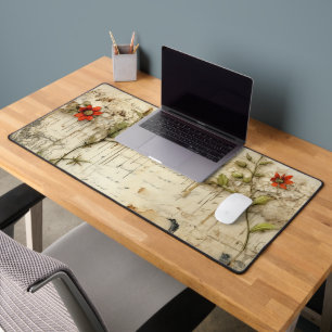 Elegant Vintage Love Note Floral Desk Mat
