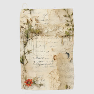 Elegant Vintage Love Note Floral Golf Towel