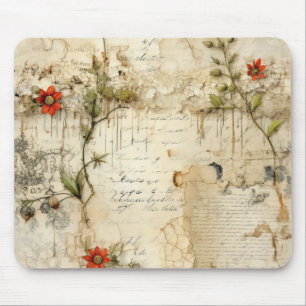 Elegant Vintage Love Note Floral Mouse Mat