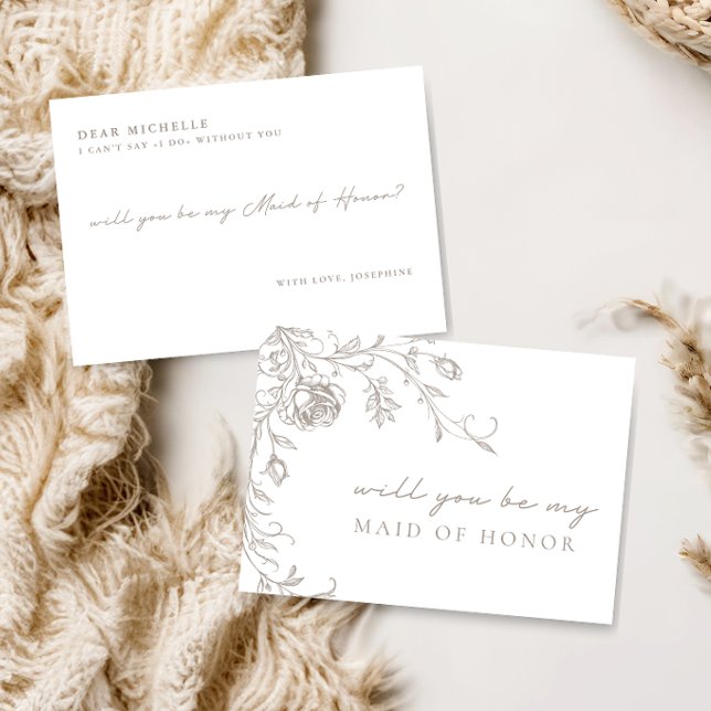 Elegant Vintage Maid of Honour Proposal Card (Creator Uploaded)