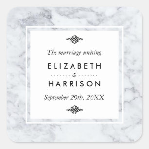 Elegant Vintage Marble Wedding Favour Square Sticker