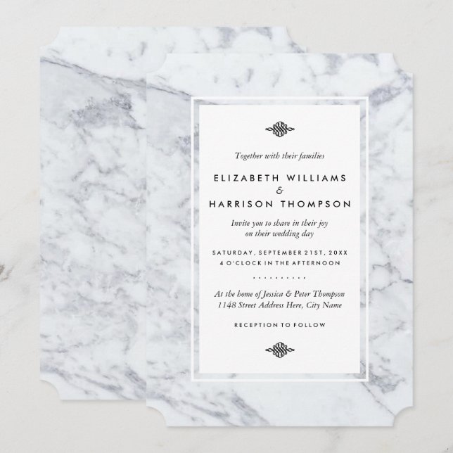 Elegant Vintage Marble Wedding Invitation (Front/Back)
