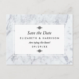 Elegant Vintage Marble Wedding Save The Date Announcement Postcard