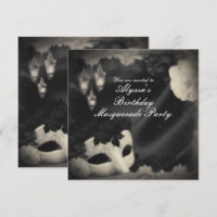 Elegant Vintage Masquerade Mask Party Invitation