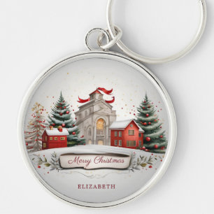 Elegant Vintage Merry Christmas Festive Keychain