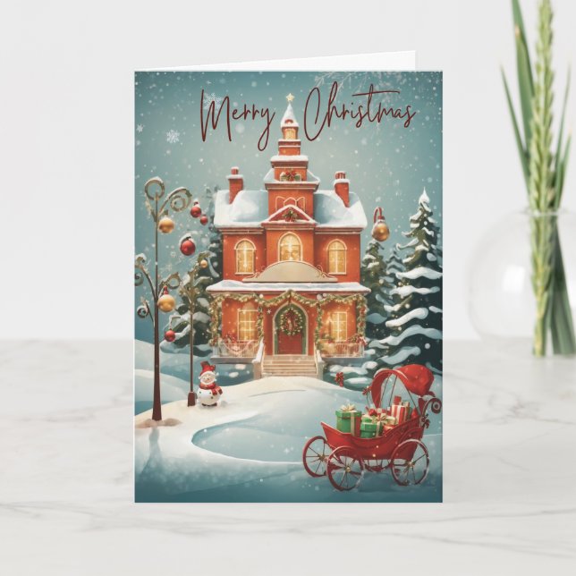Elegant Vintage Merry Christmas Holiday Card  (Front)