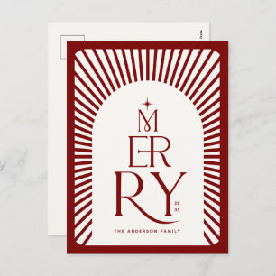 Elegant Vintage Merry Christmas Red and White Holiday Postcard