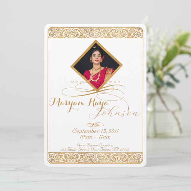Elegant Vintage Minimalistic Funeral Program Invitation (Standing Front)