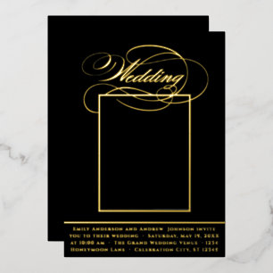 Elegant Vintage Modern Gold Photo Wedding Foi Foil