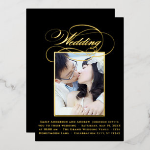 Elegant Vintage Modern Gold Photo Wedding Foi Foil