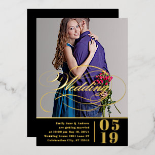 Elegant Vintage Modern Gold Photo Wedding Foi Foil