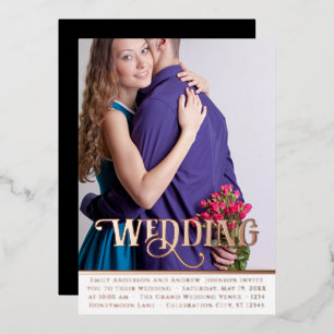 Elegant Vintage Modern Rose Gold Photo Wedding Foi