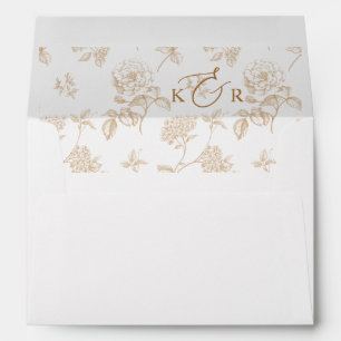 Elegant Vintage Monogram 5x7 Wedding Invitation Envelope