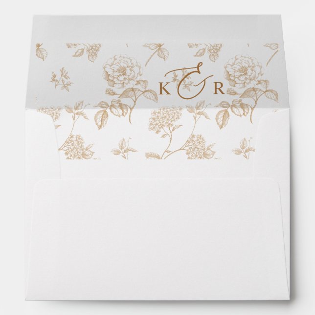 Elegant Vintage Monogram 5x7 Wedding Invitation Envelope (Back (Bottom))